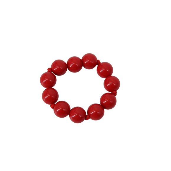 Large Bead Red Stretchy Bracelet Vintage 94003 - Picture 1 of 3